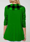 Button Plaid Color Block Tunic Top