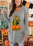 NEW! Pumpkin Print Side Pocket Halloween Tunic Top