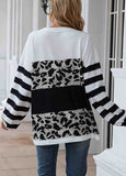 Leopard Stitched Crew Neck Sweater