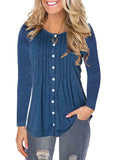 Pleated Button Up Long Sleeve T Shirt