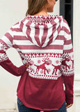 Christmas Contrast Drawstring Sweatshirt