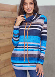 Striped Pocket Long Sleeve Hoodie