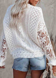 Lace Stitched Knit Pullover Top