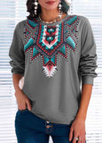 Print Geometric Round Neck Sweatshirt