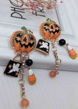 Pumpkin Halloween Ghost Tassel Earrings