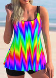 Tie Dyed Back Shirred Tankini Set