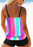 Rainbow Stripe Spaghetti Strap Tankini Set