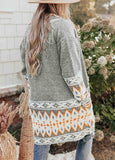 NEW! Aztec Print Open Front Knitted Cardigan