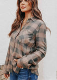 Plaid Lapel Long Sleeve Blouse