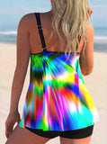 Colorful Printed Spaghetti Strap Tankini Set