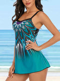 Feather Pattern Strap Swimsuit Set