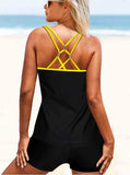 Strappy Back Sunflower Print Tankini Set