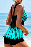 Ombre Stripe Print Tankini Set