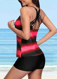 Striped  Print Gradient Tankini Set