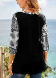 Tribal Print V Neck 3/4 Sleeve Tunic Top