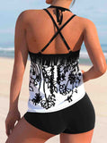 Spaghetti Strap Floral Print Tankini Set