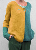 Stitched Button V-Neck Sweater