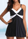 V Neck Black  Padded Swimdress