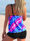 Spaghetti Strap Tie Dye Print Tankini Set