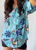 Printed Long Sleeve Lapel Blouse