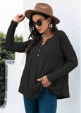 Button Waffle Long Sleeve Top