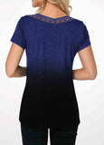 Pleated Gradient Lace Short Sleeve T-Shirt