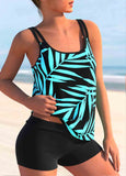 Tropical Print Wide Strap Tankini Set