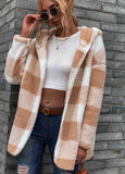 Cashmere Hooded Plaid Cardigan Coat