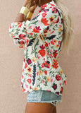 Printed Long Sleeve Lapel Blouse