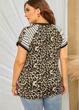 Raglan Sleeve Leopard Plus Size Tee