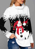 Snowman Print Cowl Neck Sweatshirt