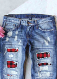 Patchwork Hollow Out Ripped Jeans