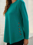 Button-Accent Long-Sleeve Tunic Top