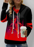 Drawstring Christmas Print Cowl Neck Sweatshirt