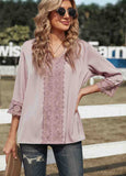 Lace V-neck Pullover Blouse