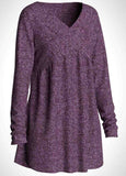 V Neck Long Sleeve Purple T Shirt