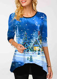 Christmas Printed Round Neck T Shirt