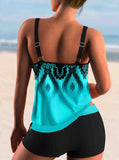 Tie Side Geometric Print Tankini Set