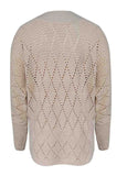 Ivory Lattice Pointelle  Bishop-Sleeve Sweater