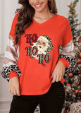 Leopard Letter Christmas Graphic Print Waffle Knit Sweatshirt