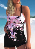 Floral Print Wide Strap Tankini Set