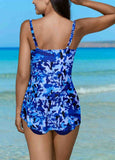 Print Spaghetti Strap Tankini Set