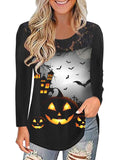 Halloween Crinkle Chest Long Sleeve T Shirt