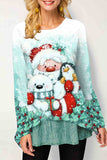 Gradient Christmas Snowman Print T Shirt