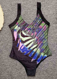 Stripe Print One Piece Swimwear