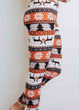 Ugly Christmas Tree Reindeer Print High Waist Leggings