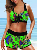 Printed Split Bikini Set