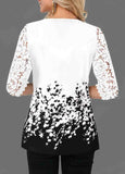 Printed Lace Stitching T-Shirt