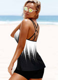 White Ombre Strappy Back Tankini Set