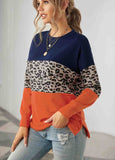 Colorblock Blue Contrast Stitching Sweatshirt